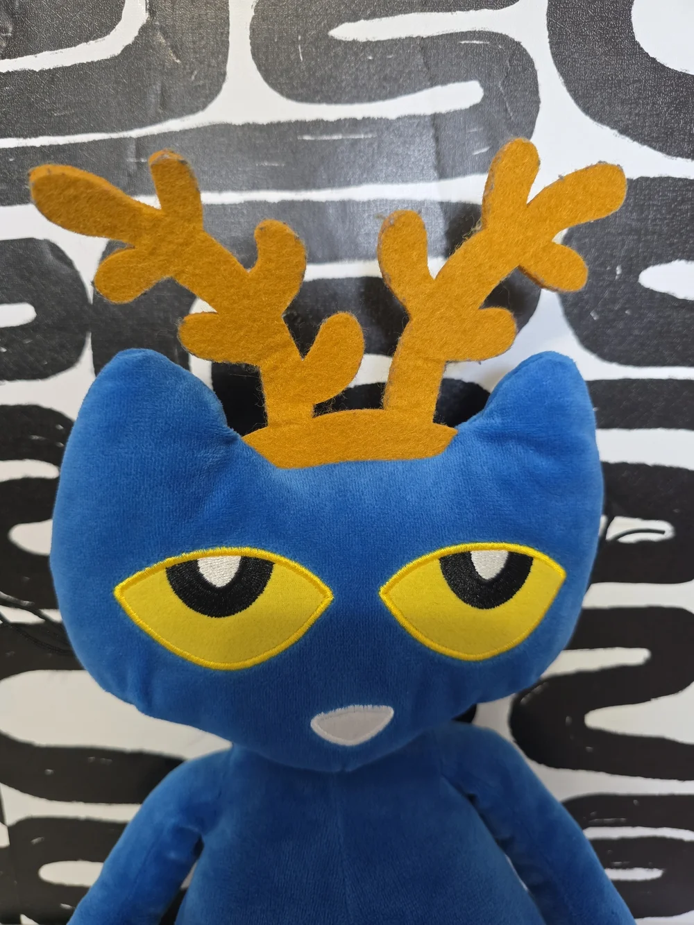 Blue Cat Plush Toy with Yellow Antlers - Pet Comfort Plush